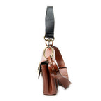 Shoulder Bag Small C Double Carry Brown Calfskin Leather