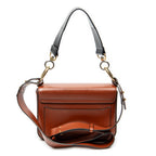 Shoulder Bag Small C Double Carry Brown Calfskin Leather