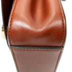Shoulder Bag Small C Double Carry Brown Calfskin Leather