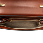 Shoulder Bag Small C Double Carry Brown Calfskin Leather