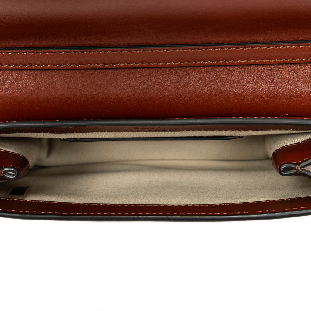 Shoulder Bag C Chain Clutch Brown Calfskin Leather
