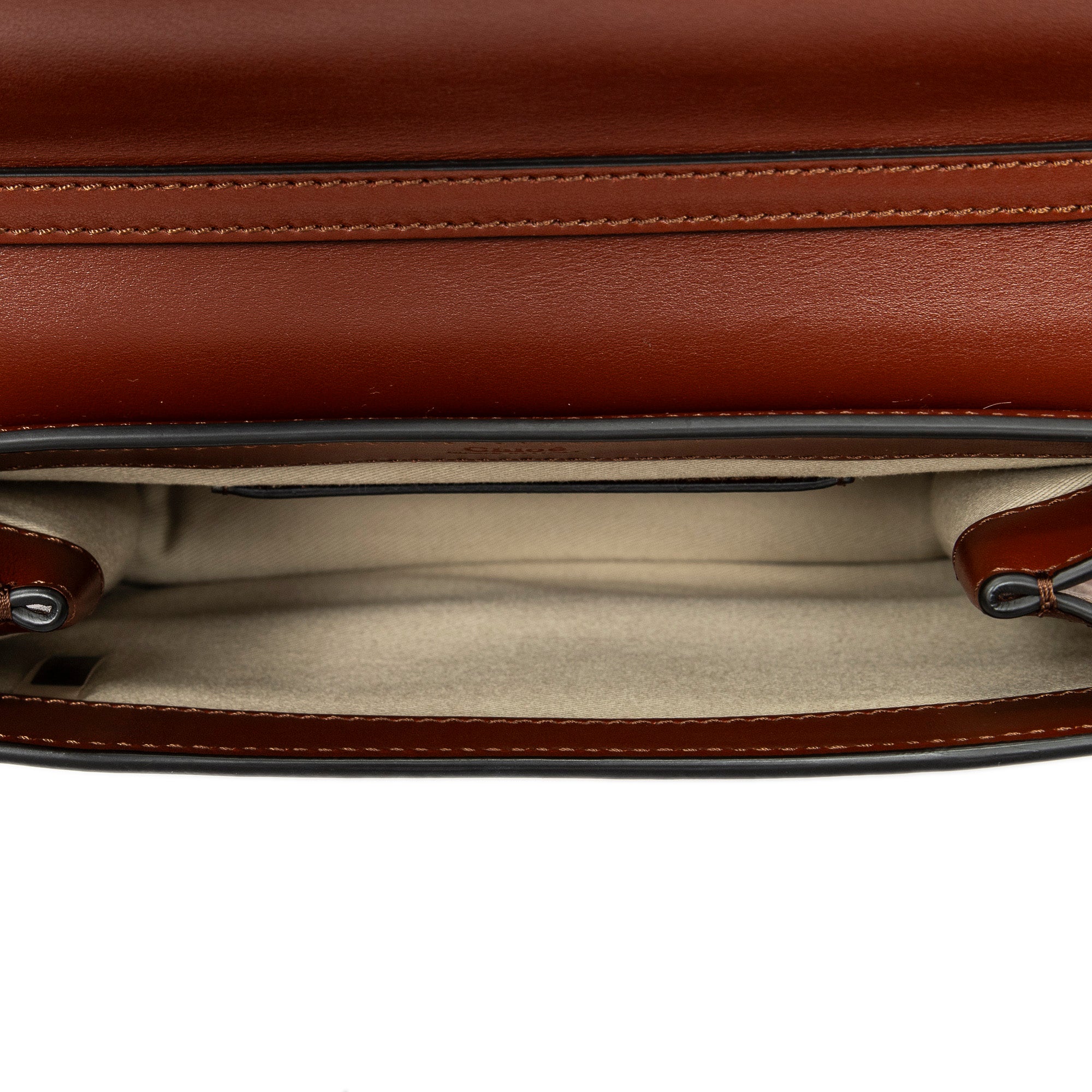 Shoulder Bag C Chain Clutch Brown Calfskin Leather