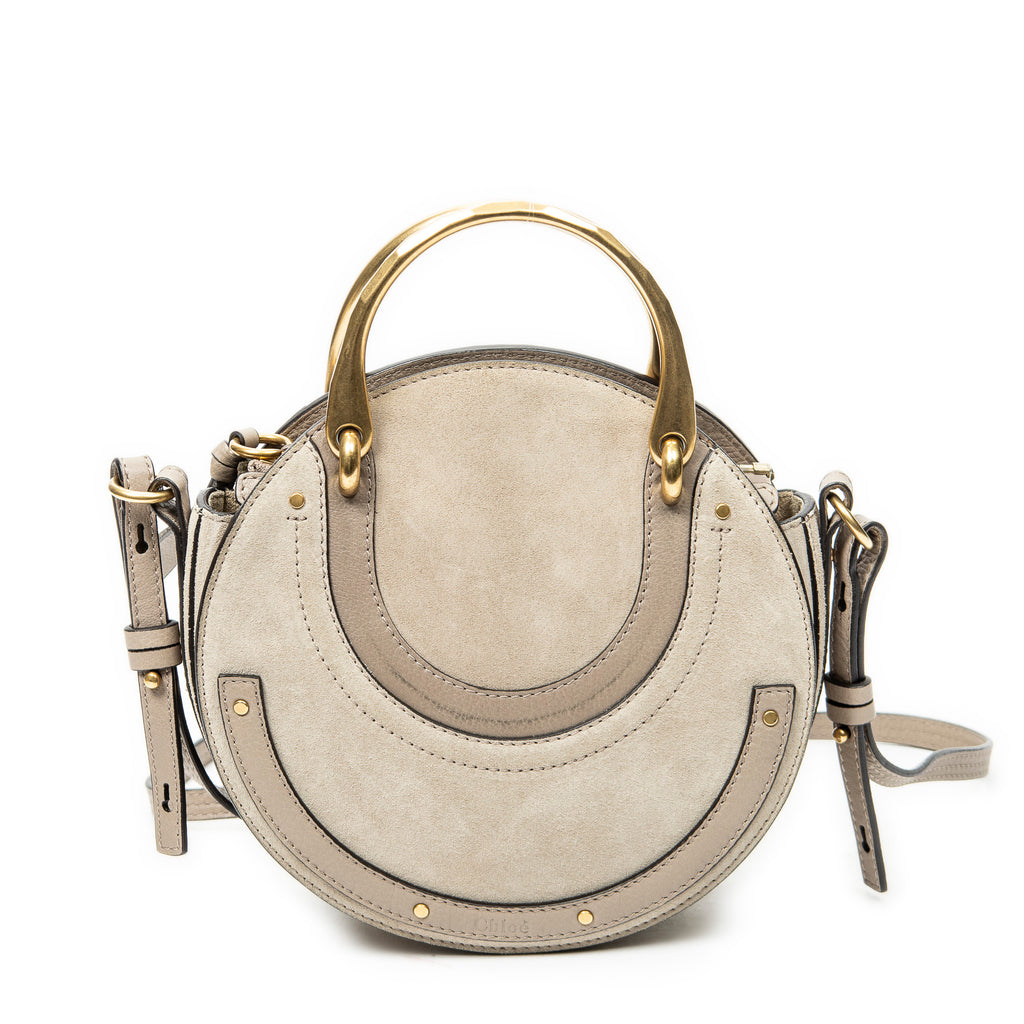 Shoulder Bag Small Pixie Crossbody Grey Grained Calfskin Leather