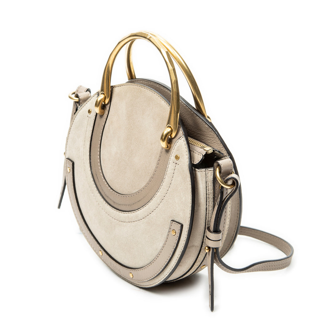 Shoulder Bag Small Pixie Crossbody Grey Grained Calfskin Leather