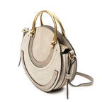 Shoulder Bag Small Pixie Crossbody Grey Grained Calfskin Leather