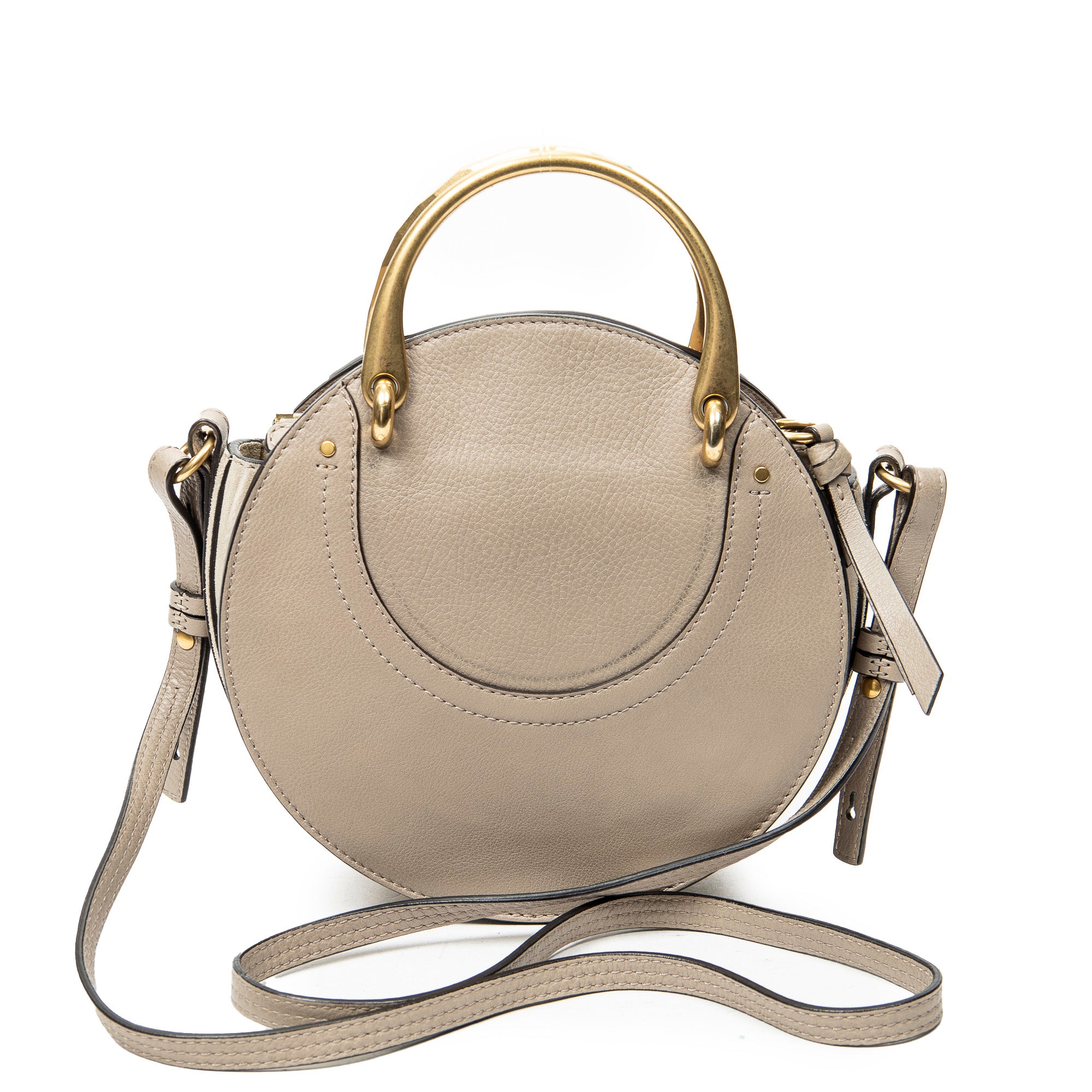 Shoulder Bag Small Pixie Crossbody Grey Grained Calfskin Leather