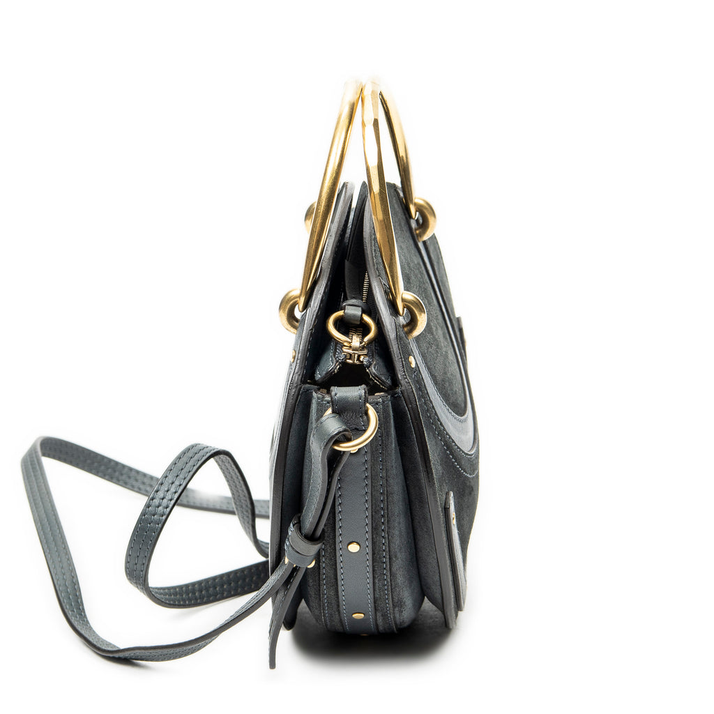Shoulder Bag Small Pixie Crossbody Green Suede Leather