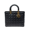 Handbag Large Lady Dior Zip Black Cannage Lambskin Leather