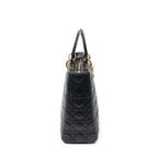 Handbag Large Lady Dior Zip Black Cannage Lambskin Leather