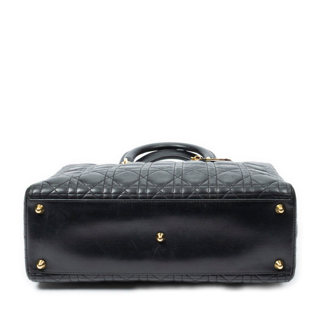 Handbag Large Lady Dior Zip Black Cannage Lambskin Leather