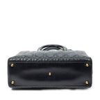 Handbag Large Lady Dior Zip Black Cannage Lambskin Leather