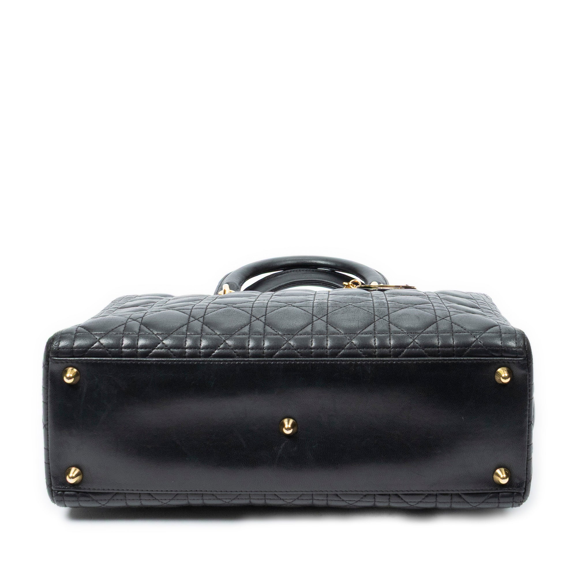 Handbag Large Lady Dior Zip Black Cannage Lambskin Leather