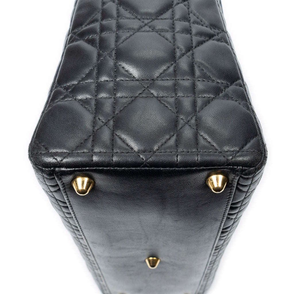 Handbag Large Lady Dior Zip Black Cannage Lambskin Leather