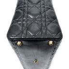 Handbag Large Lady Dior Zip Black Cannage Lambskin Leather