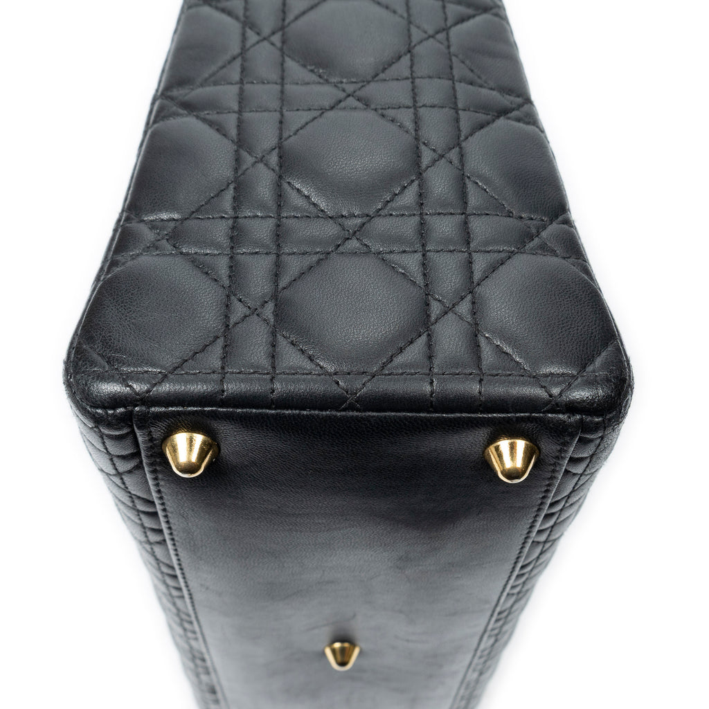 Handbag Large Lady Dior Zip Black Cannage Lambskin Leather
