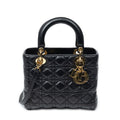 Shoulder Bag Medium Lady Dior Zip Black Cannage Lambskin Leather