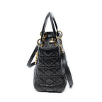 Shoulder Bag Medium Lady Dior Zip Black Cannage Lambskin Leather