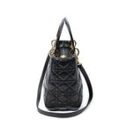 Shoulder Bag Medium Lady Dior Zip Black Cannage Lambskin Leather