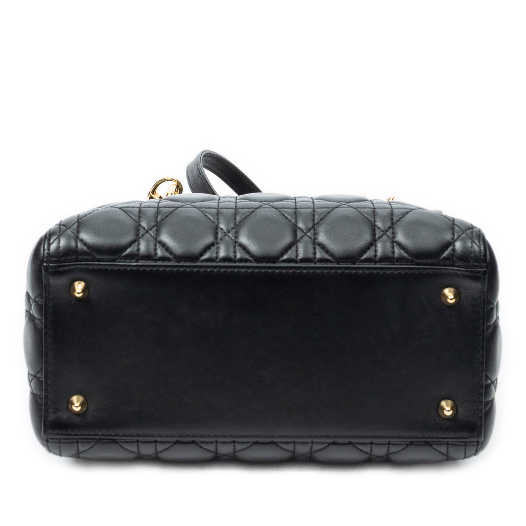 Shoulder Bag Medium Lady Dior Zip Black Cannage Lambskin Leather