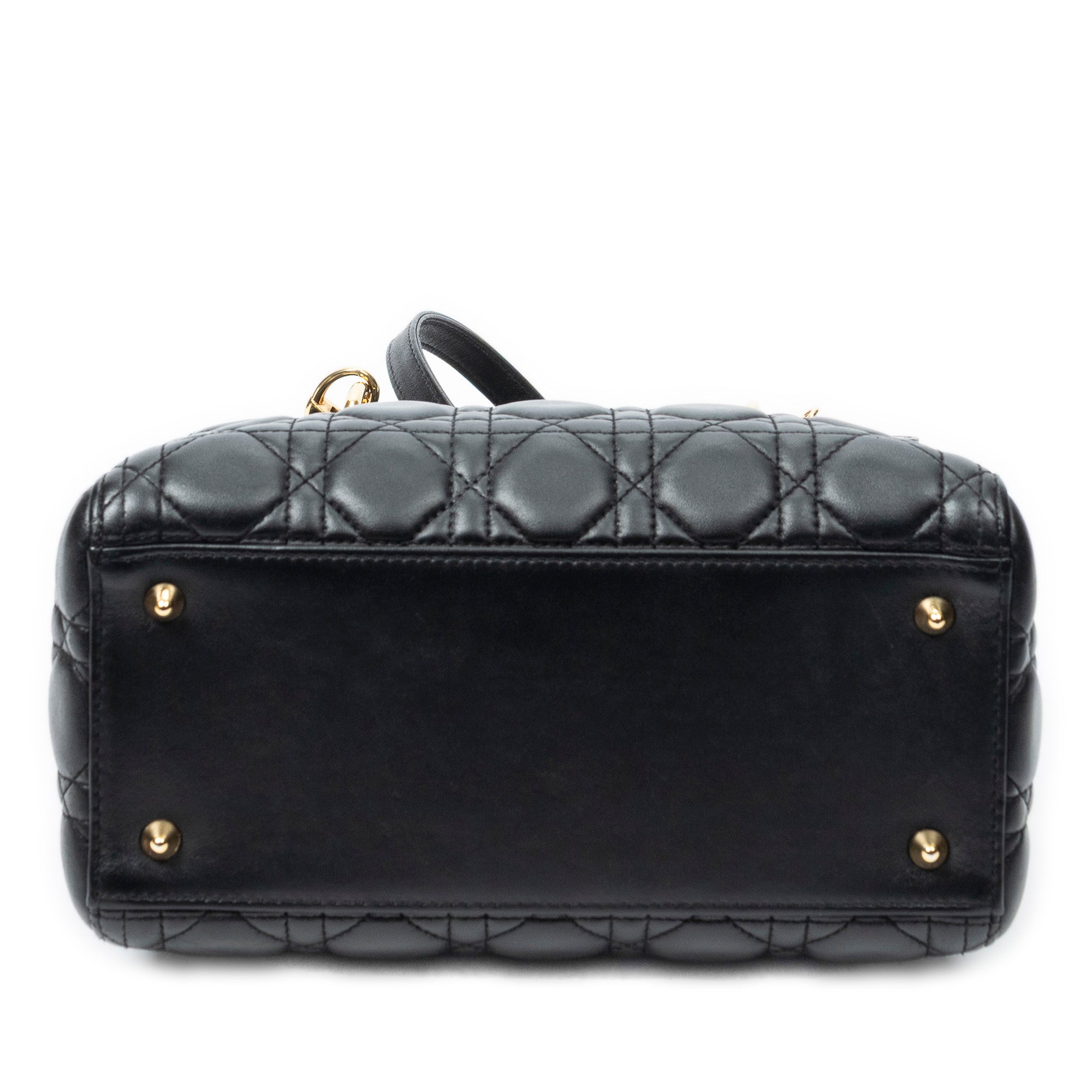 Shoulder Bag Medium Lady Dior Zip Black Cannage Lambskin Leather