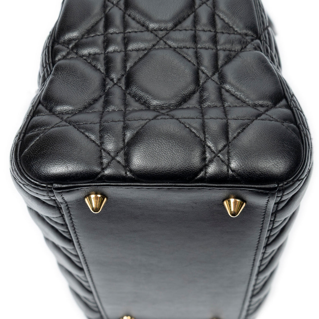 Shoulder Bag Medium Lady Dior Zip Black Cannage Lambskin Leather