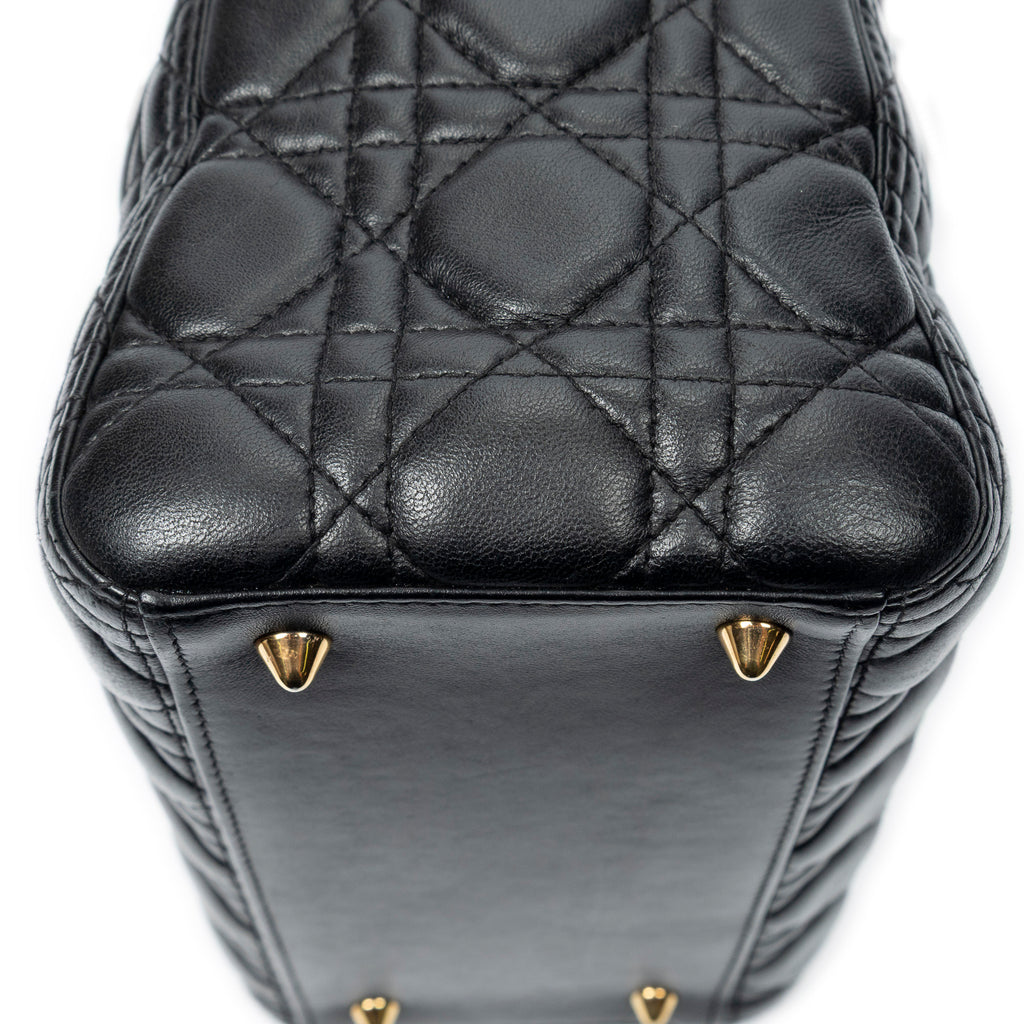 Shoulder Bag Medium Lady Dior Zip Black Cannage Lambskin Leather