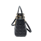 Shoulder Bag Medium Lady Dior Zip Black Cannage Lambskin Leather