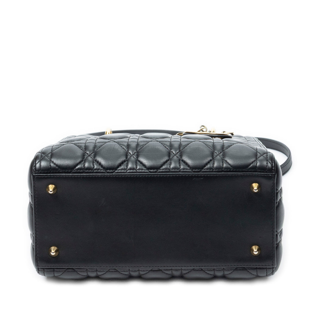 Shoulder Bag Medium Lady Dior Zip Black Cannage Lambskin Leather