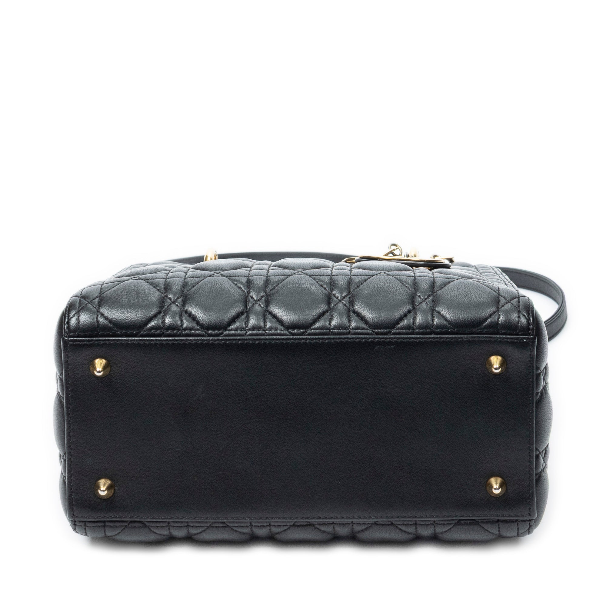 Shoulder Bag Medium Lady Dior Zip Black Cannage Lambskin Leather