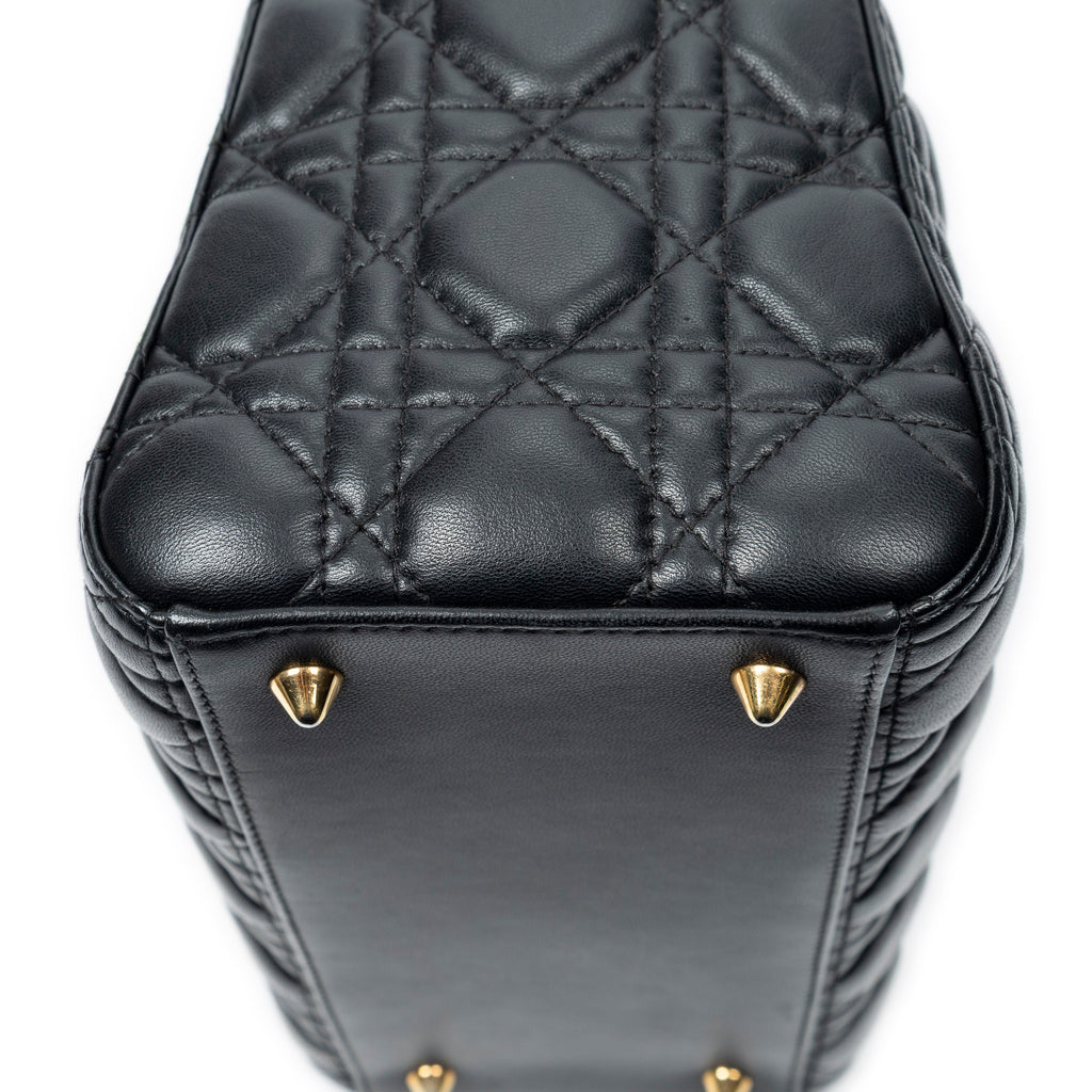 Shoulder Bag Medium Lady Dior Zip Black Cannage Lambskin Leather