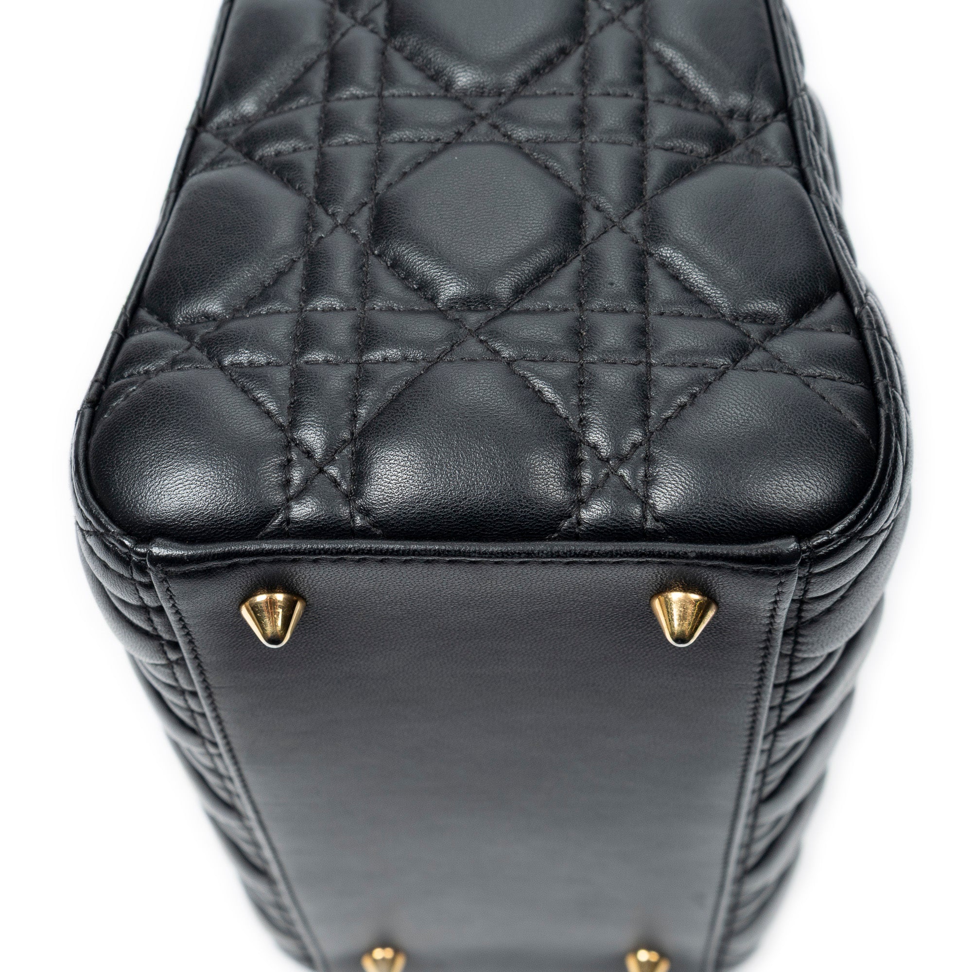 Shoulder Bag Medium Lady Dior Zip Black Cannage Lambskin Leather