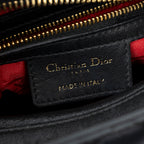 Shoulder Bag Medium Lady Dior Zip Black Cannage Lambskin Leather