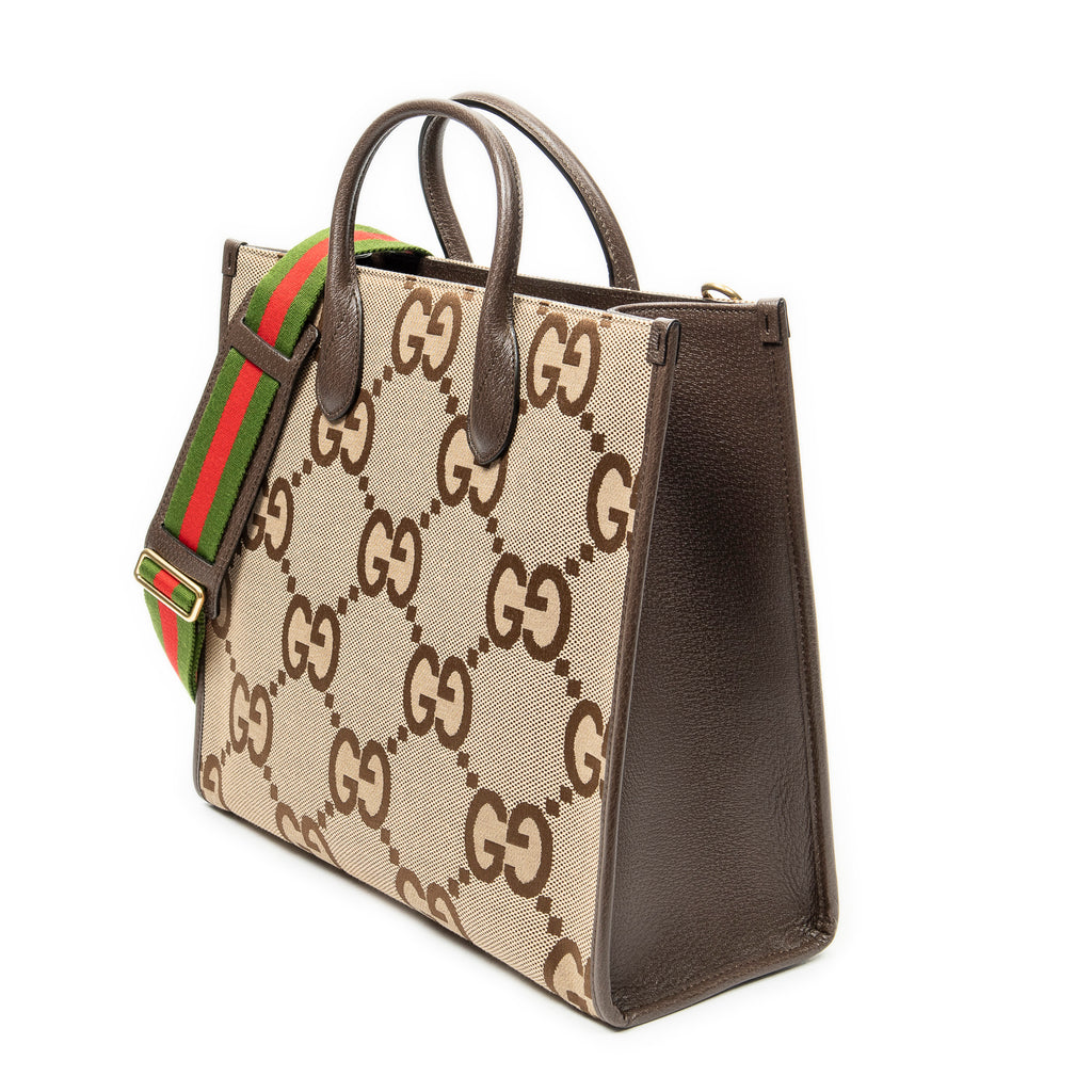 Shoulder Bag Large GG Convertible Tote Beige Jumbo GG Canvas