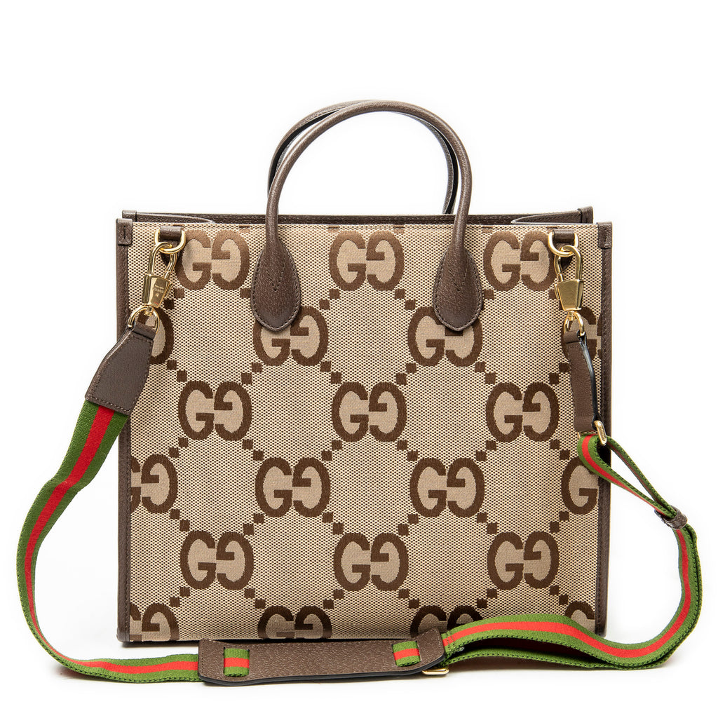 Shoulder Bag Large GG Convertible Tote Beige Jumbo GG Canvas