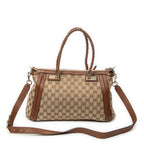 Shoulder Bag Bamboo Tassel Zip Tote Beige Monogrammed Canvas