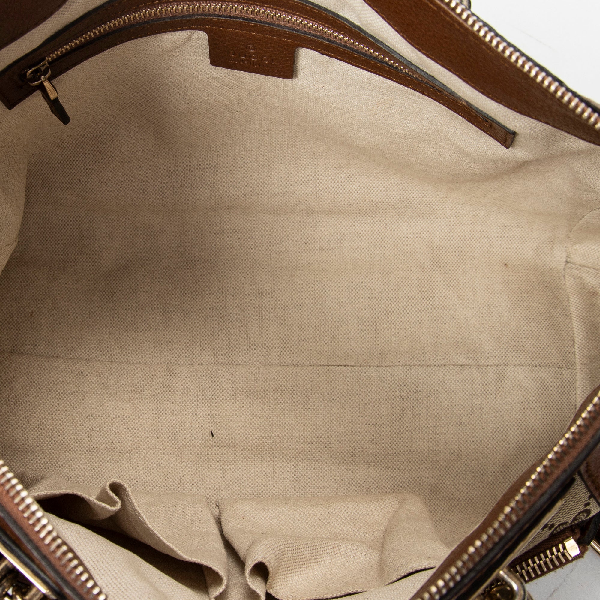 Shoulder Bag Bamboo Tassel Zip Tote Beige Monogrammed Canvas