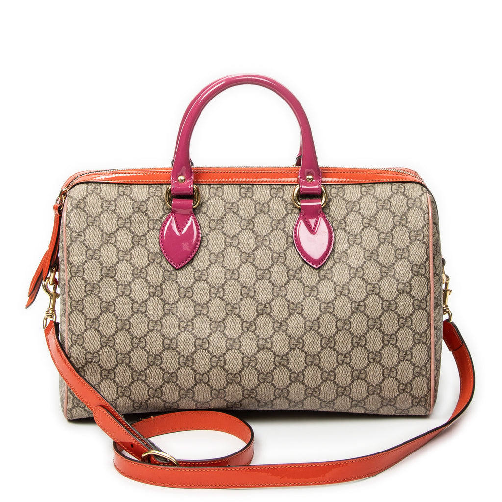 Handbag Medium Boston Beige Supreme Coated Canvas