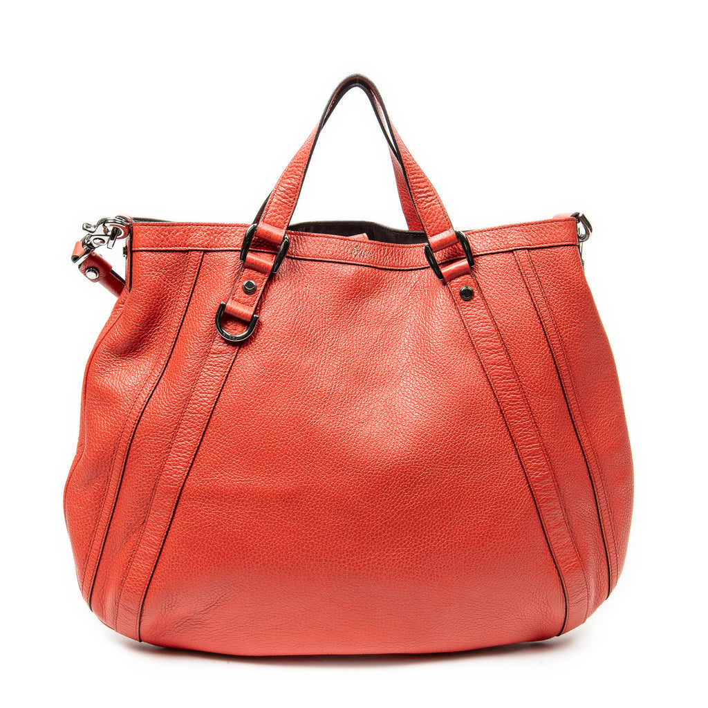 Shoulder Bag Abbey Convertible Tote Red Grained Calfskin Leather