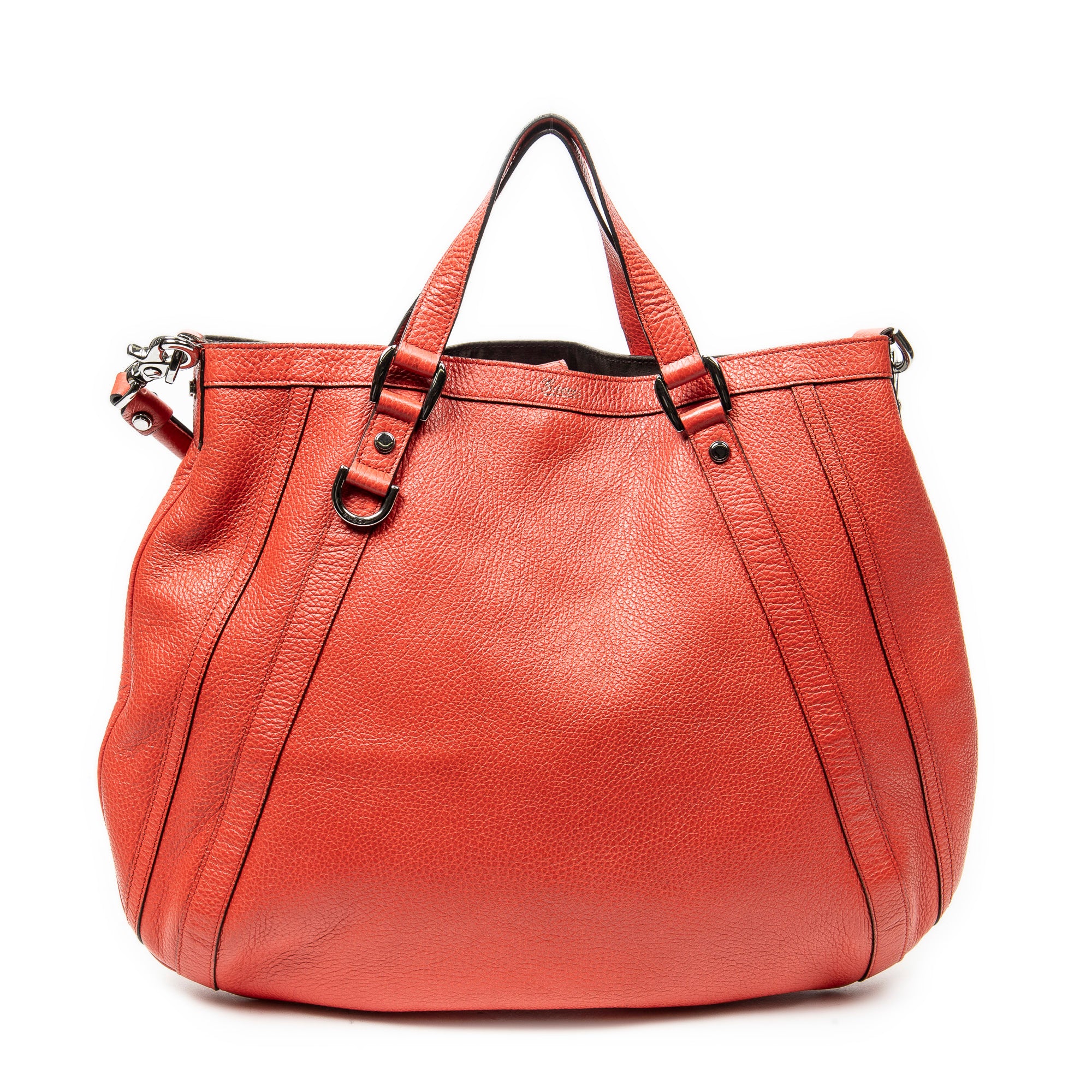 Shoulder Bag Abbey Convertible Tote Red Grained Calfskin Leather