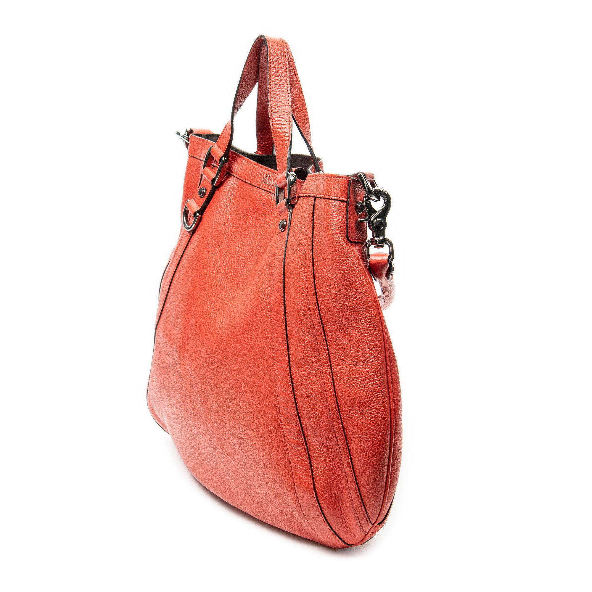 Shoulder Bag Abbey Convertible Tote Red Grained Calfskin Leather