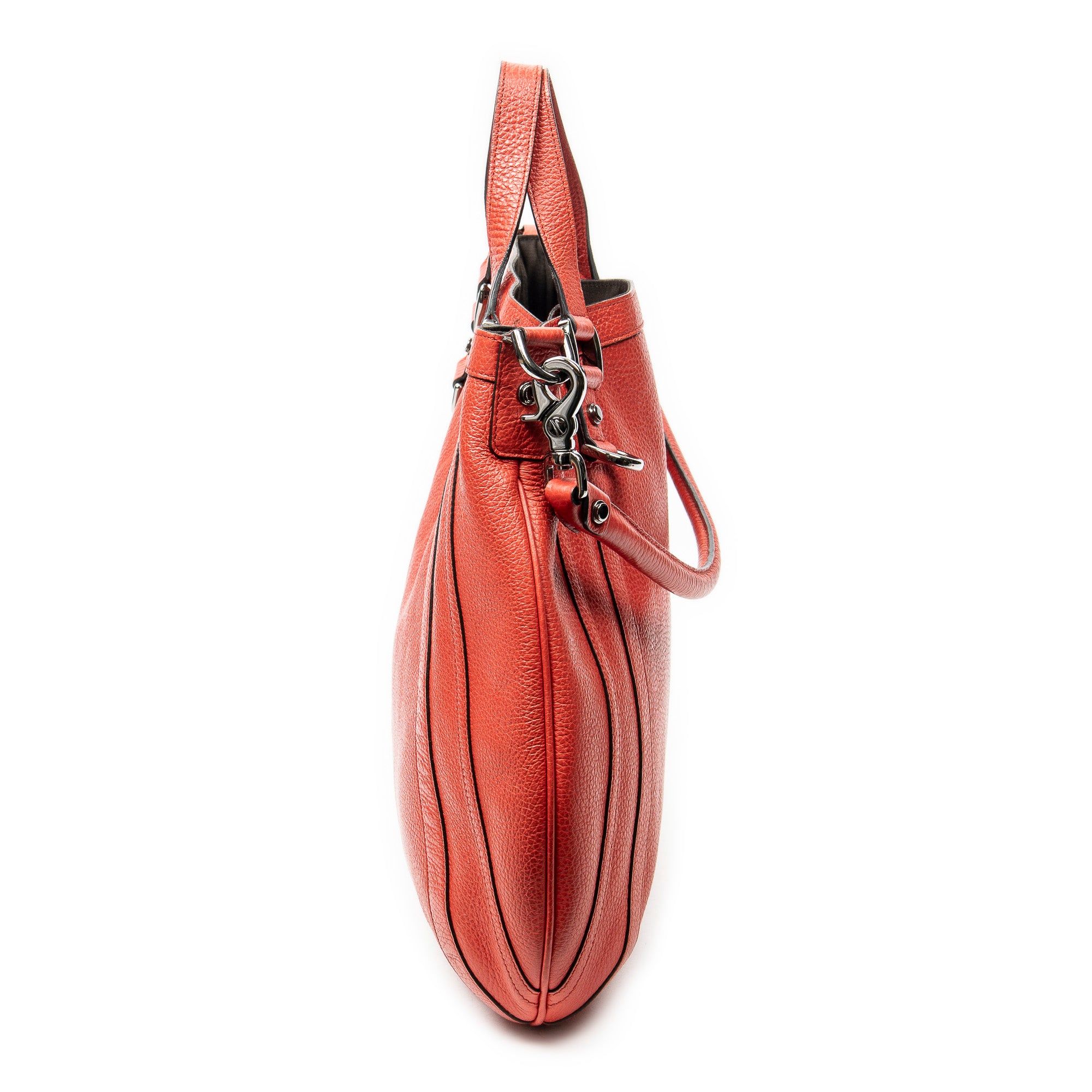 Shoulder Bag Abbey Convertible Tote Red Grained Calfskin Leather