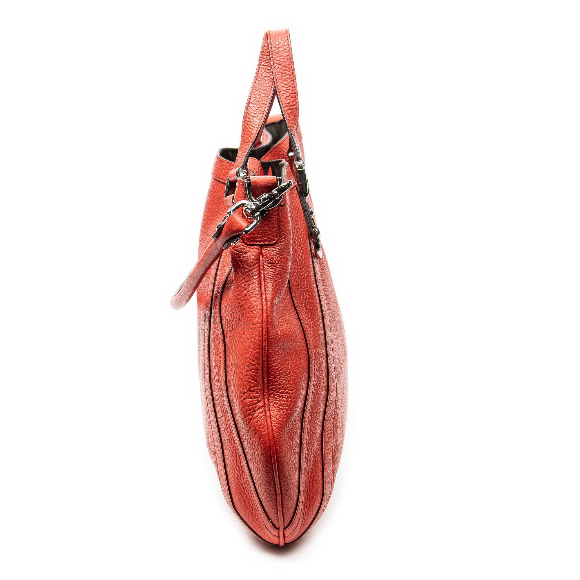 Shoulder Bag Abbey Convertible Tote Red Grained Calfskin Leather