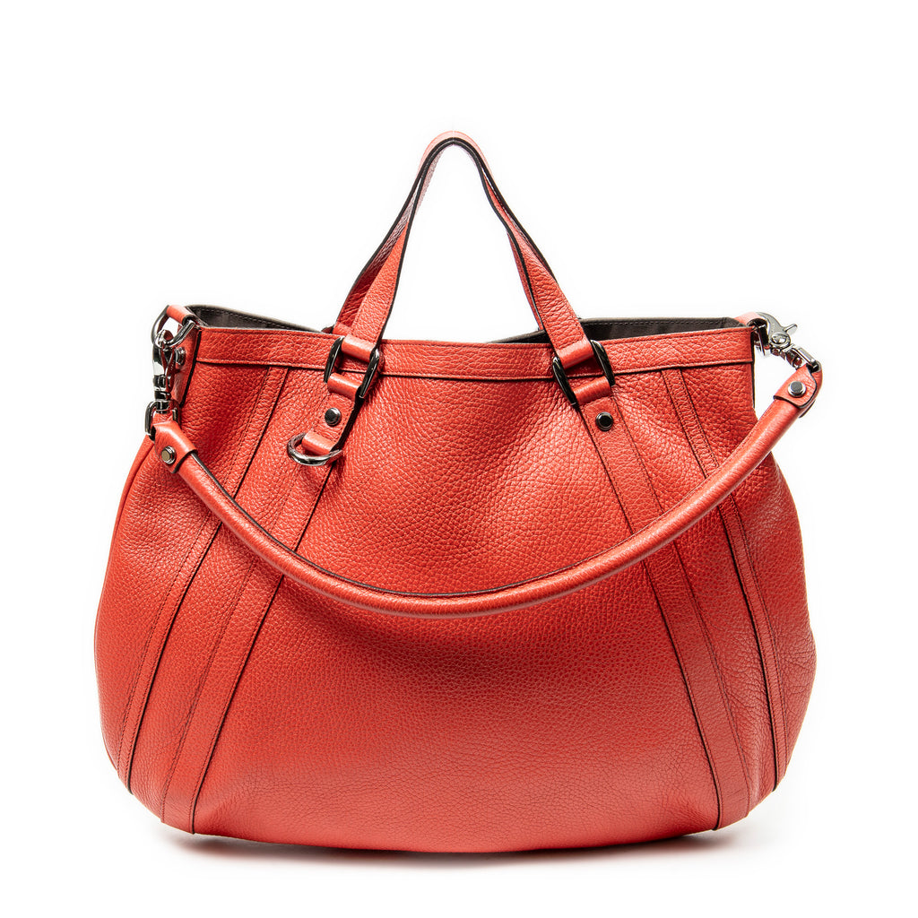 Shoulder Bag Abbey Convertible Tote Red Grained Calfskin Leather