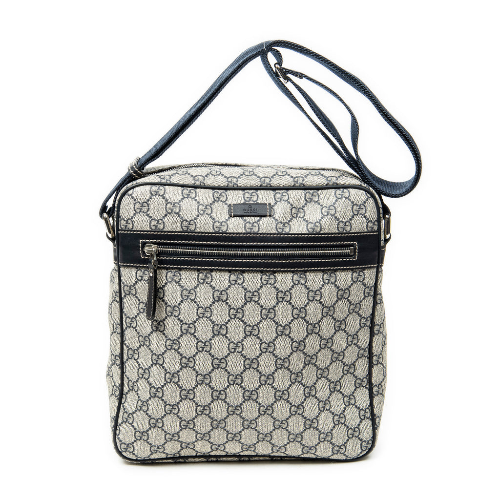 Shoulder Bag Front Zip Messenger Beige Supreme Coated Canvas
