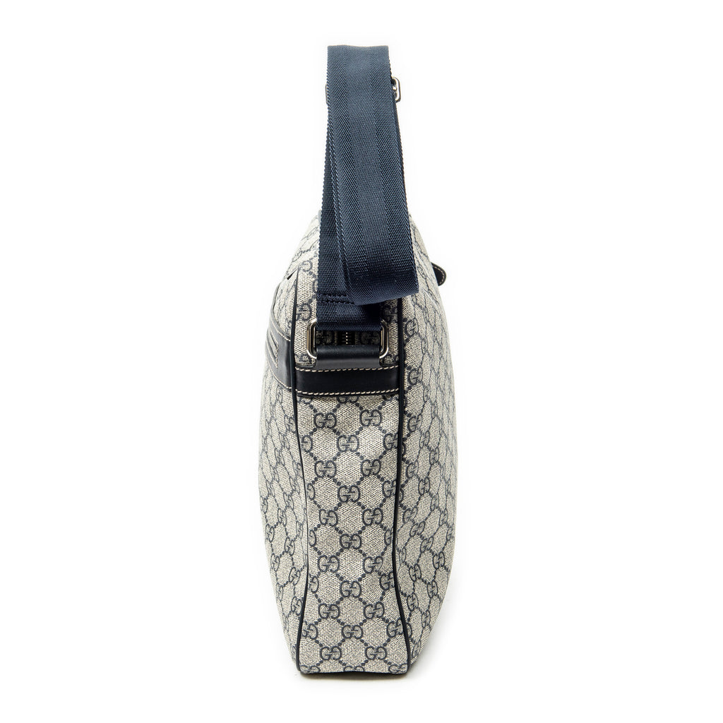 Shoulder Bag Front Zip Messenger Beige Supreme Coated Canvas