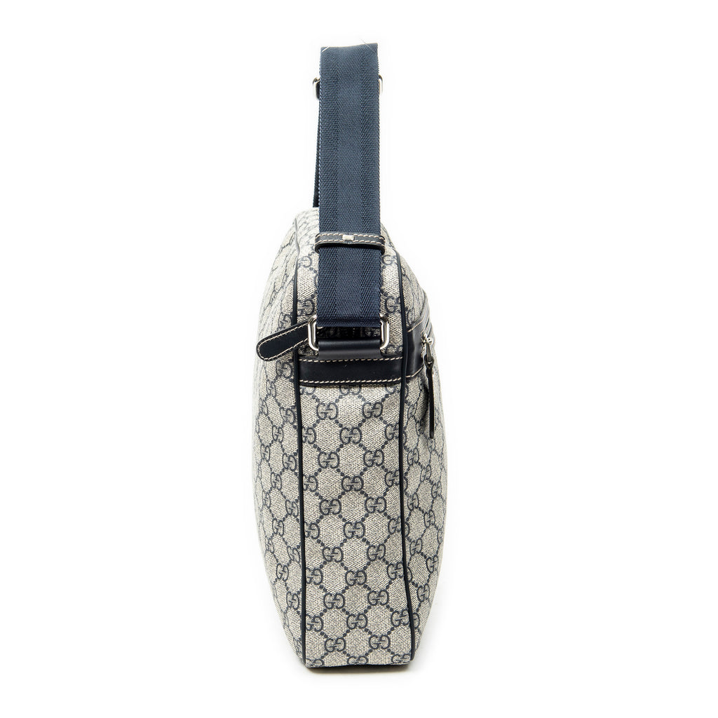 Shoulder Bag Front Zip Messenger Beige Supreme Coated Canvas