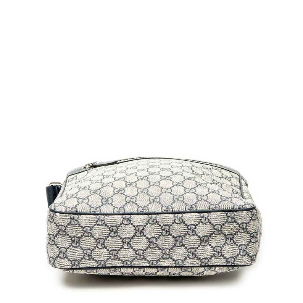 Shoulder Bag Front Zip Messenger Beige Supreme Coated Canvas