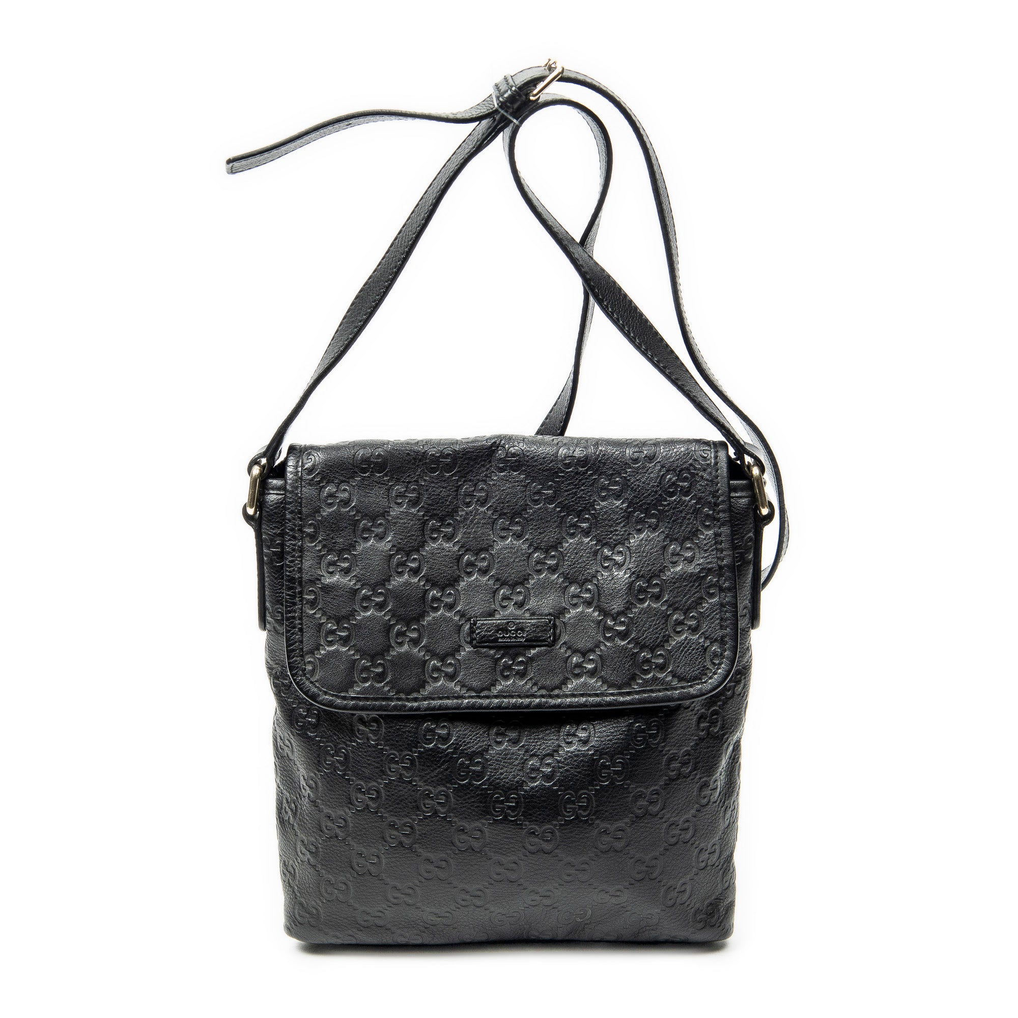 Shoulder Bag Small Flap Messenger Black Guccissima Leather
