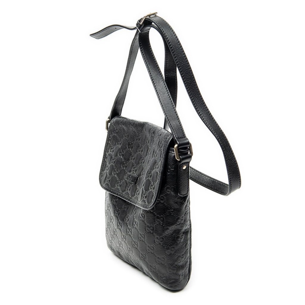 Shoulder Bag Small Flap Messenger Black Guccissima Leather