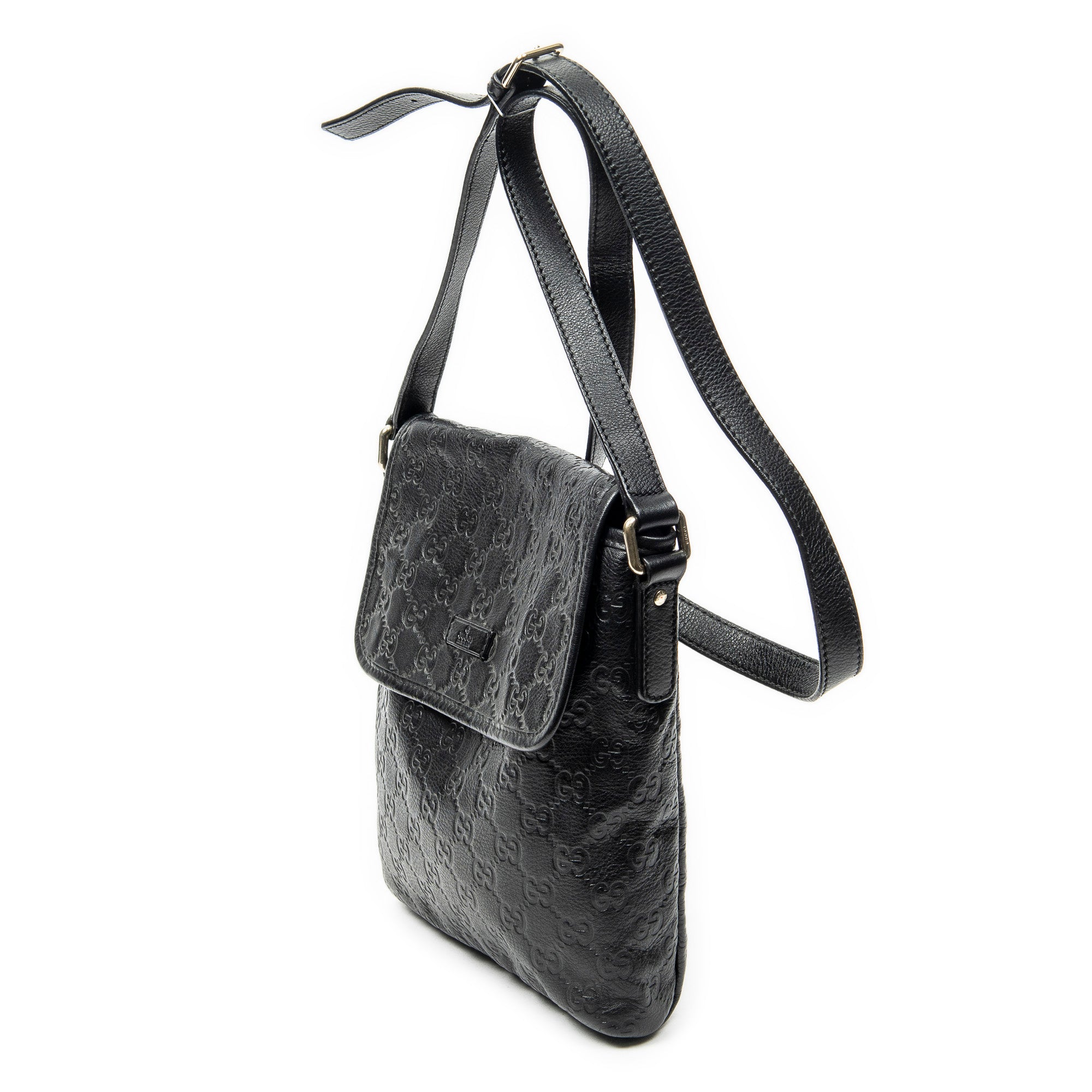 Shoulder Bag Small Flap Messenger Black Guccissima Leather